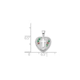 Sterling Silver Heart Locket Pendant with Raised Cross and Floral Design