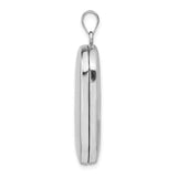 Sterling Silver Oval Locket Pendant, Polished Finish, Hinged Photo Holder, Engraving-Ready Keepsake