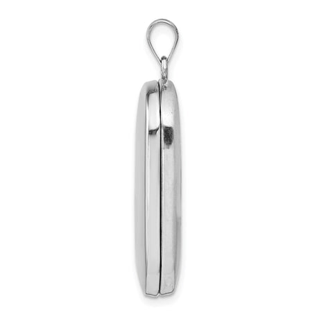 Sterling Silver Oval Locket Pendant, Polished Finish, Hinged Photo Holder, Engraving-Ready Keepsake