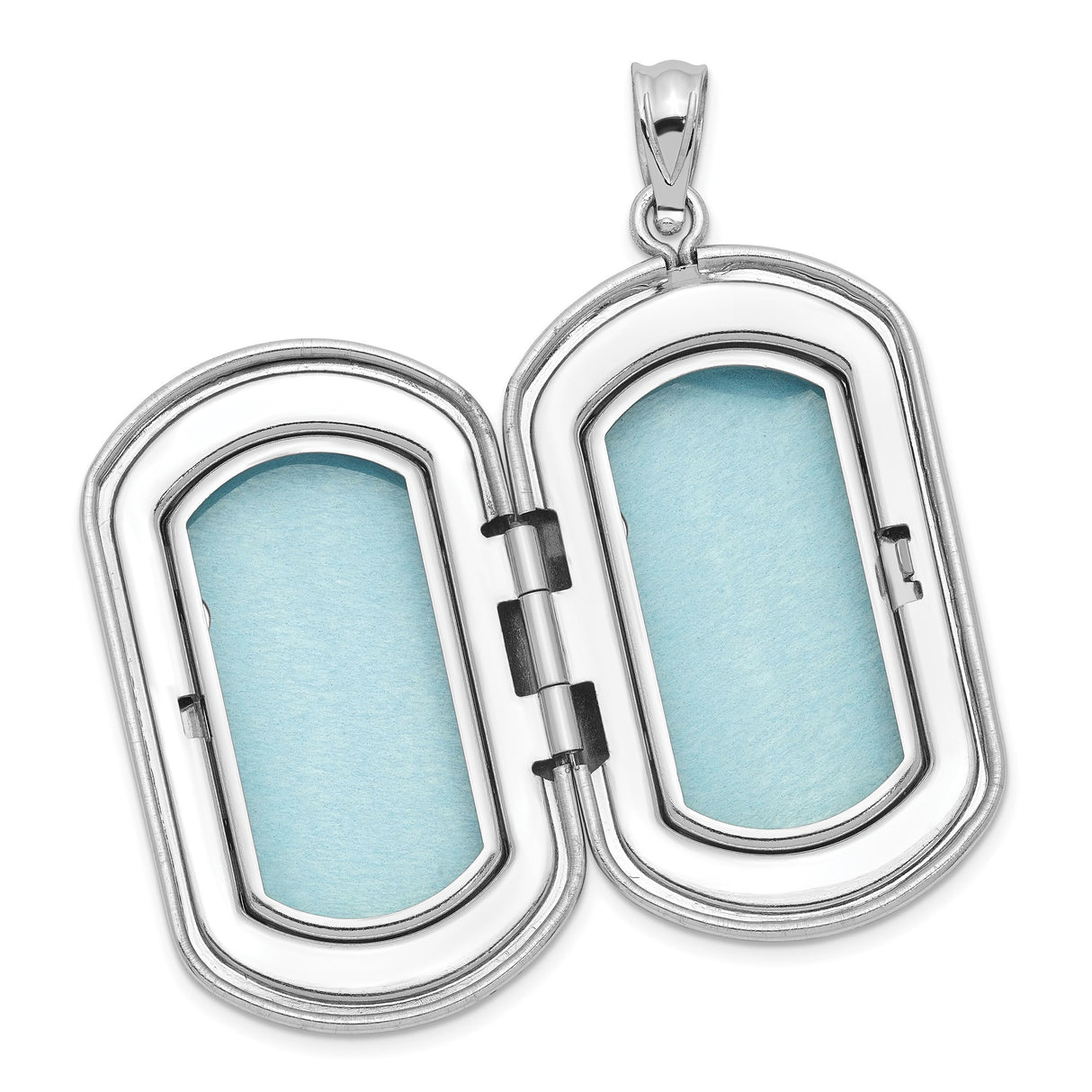 Sterling Silver Oval Locket Pendant, Polished Finish, Hinged Photo Holder, Engraving-Ready Keepsake