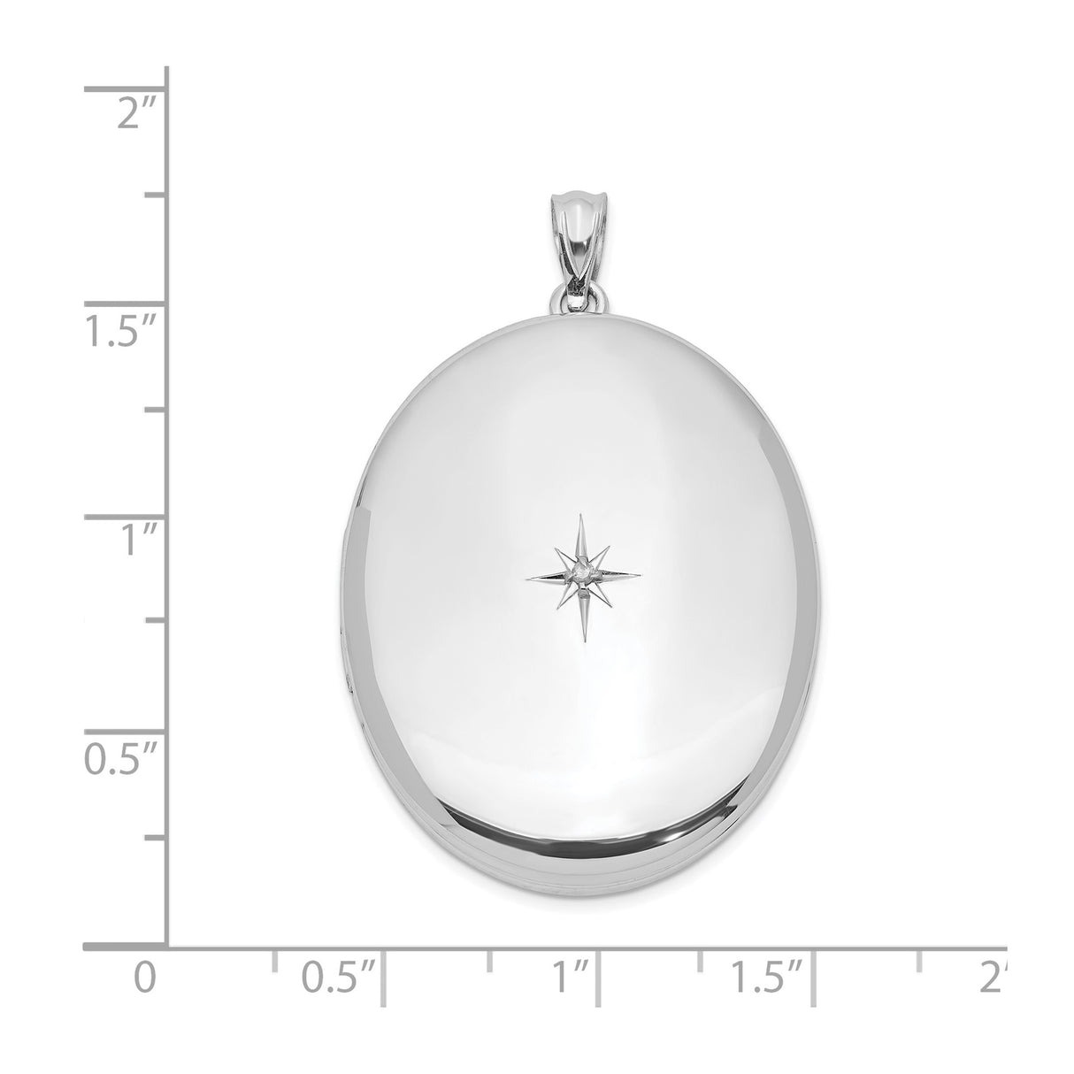 Sterling Silver Oval Locket Pendant with Diamond and North Star Design for Women
