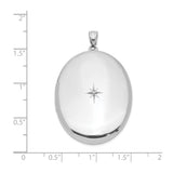 Sterling Silver Oval Locket Pendant with Diamond and North Star Design for Women