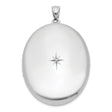 Sterling Silver Oval Locket Pendant with Diamond and North Star Design for Women