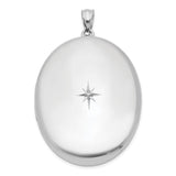 Sterling Silver Oval Locket Pendant with Diamond and North Star Design for Women