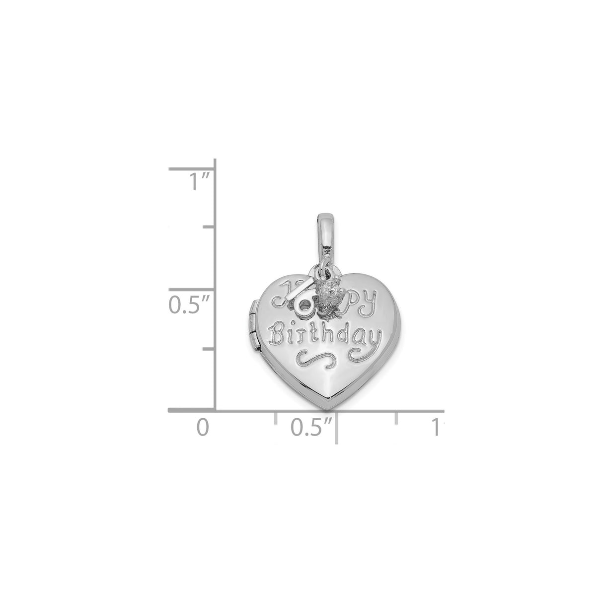 Sterling Silver Heart Locket Pendant with Cubic Zirconia, Sweet Sixteen Birthday Charm