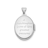 Sterling Silver Granddaughter Oval Locket Pendant with Gold Tone Flower Accents, Sentimental Keepsake Jewelry
