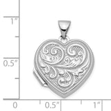 18mm Heart with Scrolls Locket Charm Pendant in Real 925 Sterling Silver