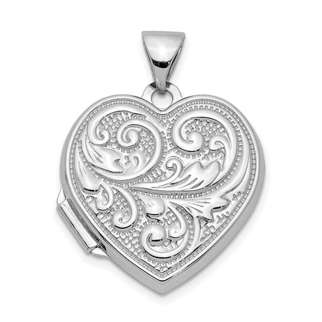 18mm Heart with Scrolls Locket Charm Pendant in Real 925 Sterling Silver