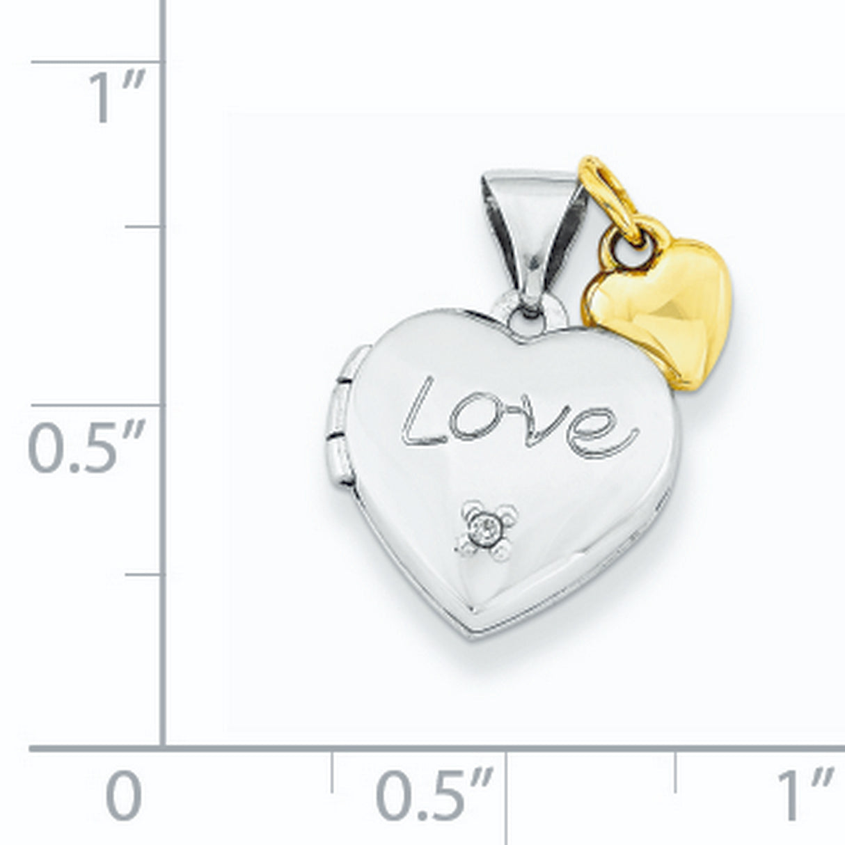 Dia Heart Locket Charm Pendant in Real 925 Sterling Silver