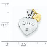 Dia Heart Locket Charm Pendant in Real 925 Sterling Silver