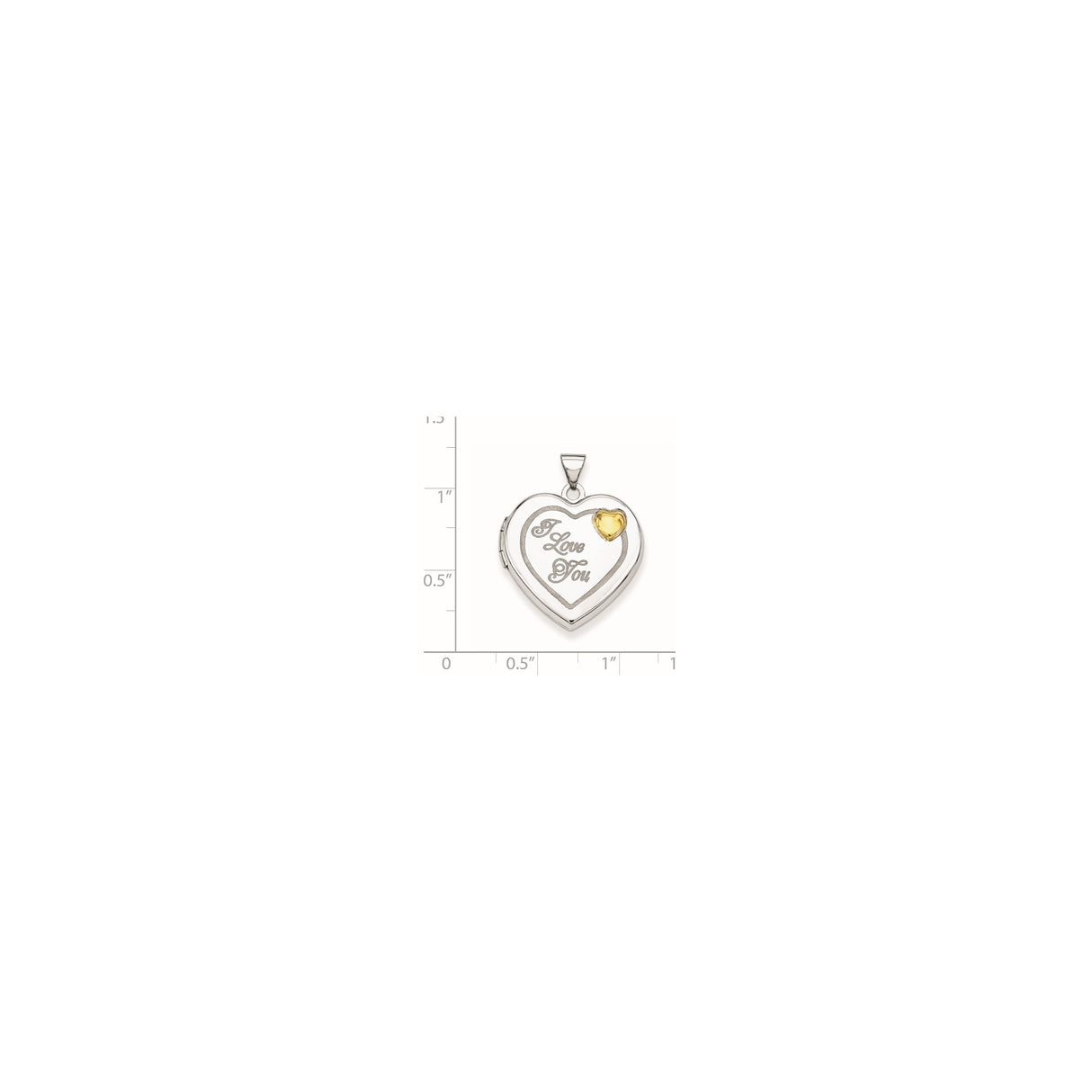Sterling Silver Heart Locket Pendant with I Love You Message and Gold Tone Accent