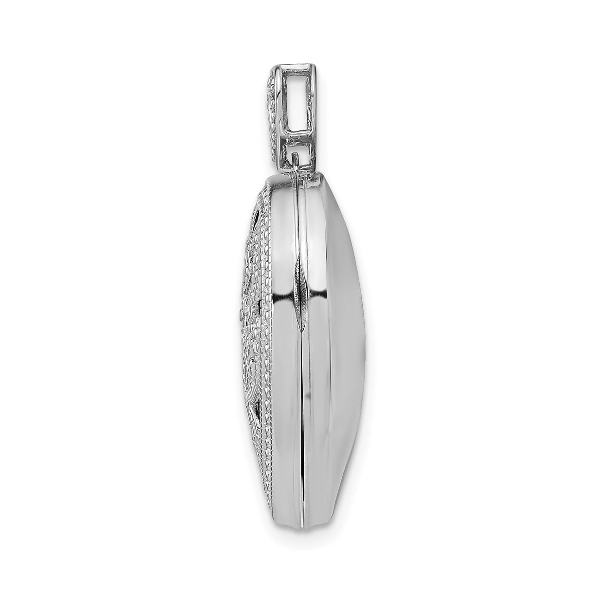 Sterling Silver Heart Locket Pendant with Diamond, Blue Enamel and Filigree Detailing