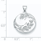 20mm Round Leaf Floral Locket Charm Pendant in Real 925 Sterling Silver