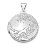 20mm Round Leaf Floral Locket Charm Pendant in Real 925 Sterling Silver
