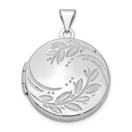20mm Round Leaf Floral Locket Charm Pendant in Real 925 Sterling Silver