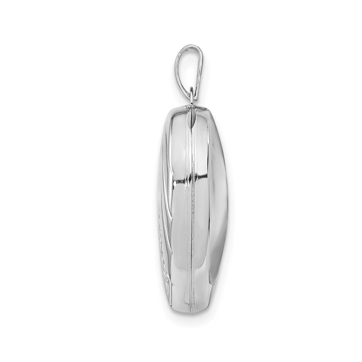 Sterling Silver Heart Locket Pendant with Polished Finish and Geometric Triangle Pattern