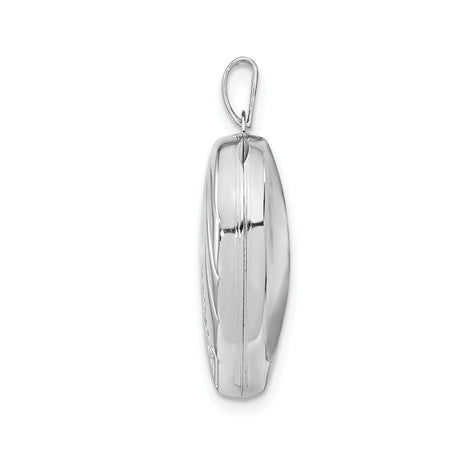 Sterling Silver Heart Locket Pendant with Polished Finish and Geometric Triangle Pattern