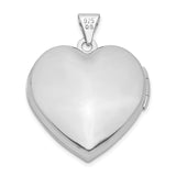 Sterling Silver Heart Locket Pendant with Polished Finish and Geometric Triangle Pattern