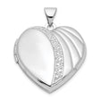 Sterling Silver Heart Locket Pendant with Polished Finish and Geometric Triangle Pattern