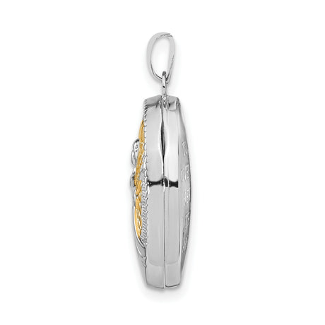 Saint Oval Guardian Angel Locket Charm Pendant in Real 925 Sterling Silver