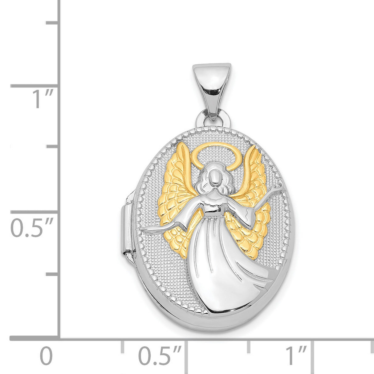 Saint Oval Guardian Angel Locket Charm Pendant in Real 925 Sterling Silver