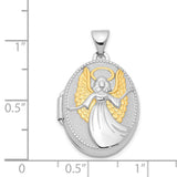Saint Oval Guardian Angel Locket Charm Pendant in Real 925 Sterling Silver