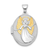 Saint Oval Guardian Angel Locket Charm Pendant in Real 925 Sterling Silver