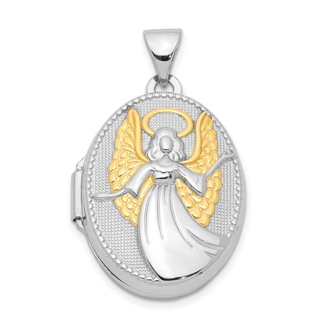 Saint Oval Guardian Angel Locket Charm Pendant in Real 925 Sterling Silver