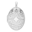 Sterling Silver Oval Locket Pendant with Floral Scroll Design, Vintage-Inspired Memorial Jewelry