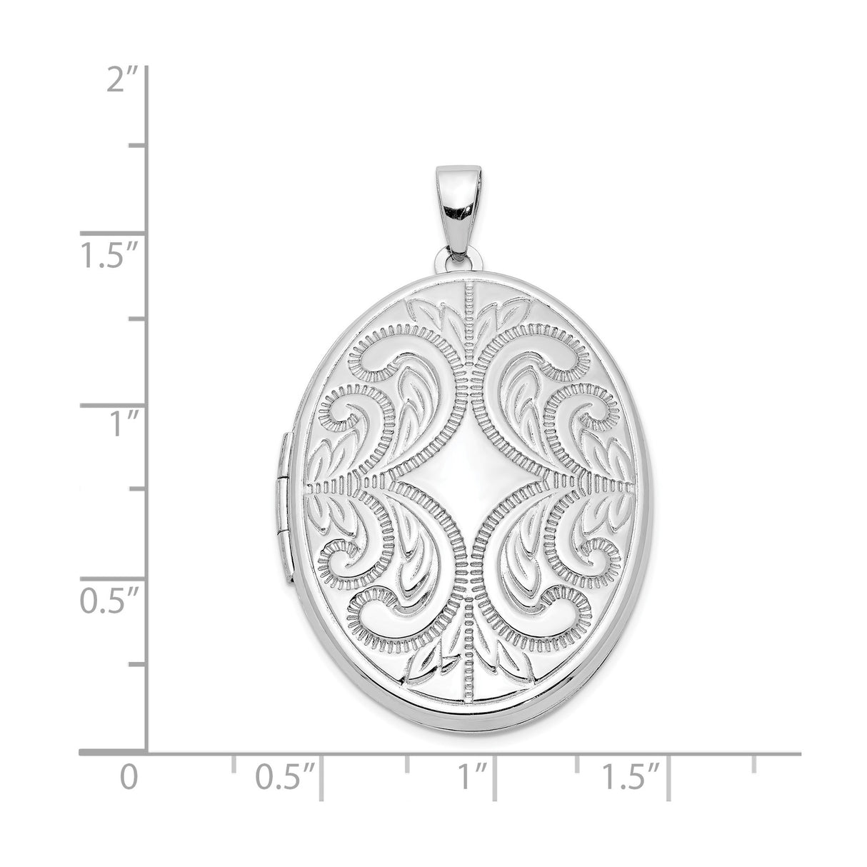 Sterling Silver Oval Locket Pendant with Vintage Floral Scroll Design for Women