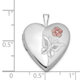 Enameled Flower Butterfly Heart Locket Charm Pendant in Real 925 Sterling Silver