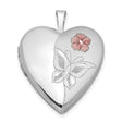 Enameled Flower Butterfly Heart Locket Charm Pendant in Real 925 Sterling Silver