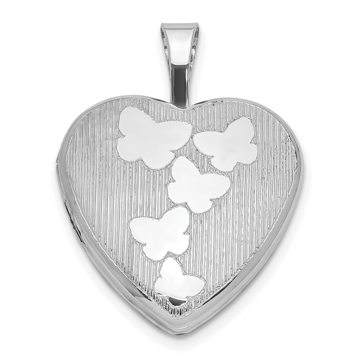 Butterflies Heart Locket Charm Pendant in Real 925 Sterling Silver
