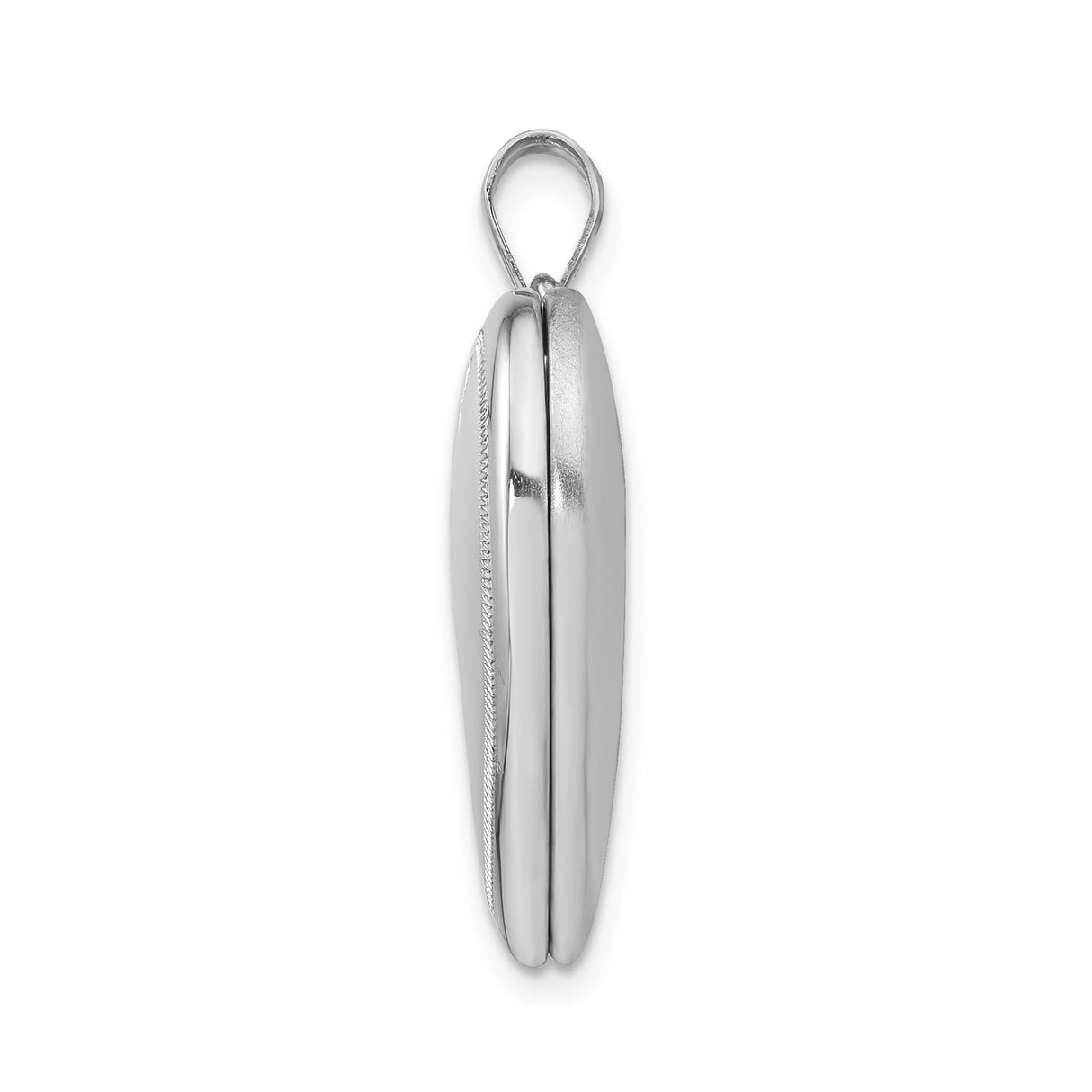 Sterling Silver Heart Locket Pendant with Brushed Center and Polished Edge