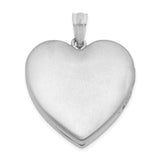 Sterling Silver Heart Locket Pendant with Brushed Center and Polished Edge