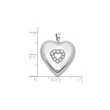 Sterling Silver Heart Locket Pendant with Open Heart Design and Clear Crystals