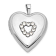 Sterling Silver Heart Locket Pendant with Open Heart Design and Clear Crystals