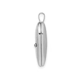 Sterling Silver Heart Locket Pendant with Crystal Accent and Curved Line Engraving