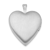 Sterling Silver Heart Locket Pendant with Crystal Accent and Curved Line Engraving