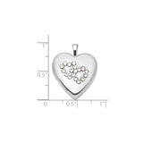 Sterling Silver Heart Locket Pendant with Intertwined Crystal Hearts, Romantic Keepsake Jewelry