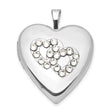 Sterling Silver Heart Locket Pendant with Intertwined Crystal Hearts, Romantic Keepsake Jewelry