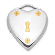 Sterling Silver Heart Locket Pendant with Gold Tone Keyhole and Screw Accents