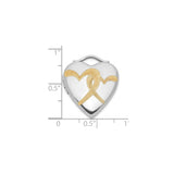 Sterling Silver Heart Locket Pendant with Gold-Tone Awareness Ribbon Engraving for Women