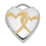 Sterling Silver Heart Locket Pendant with Gold-Tone Awareness Ribbon Engraving for Women