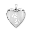 Sterling Silver Heart Locket with Pawprints, Pet Memorial Pendant for Women