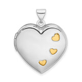 Sterling Silver Heart Locket Pendant with Gold Heart Accents, Romantic Family Keepsake Jewelry