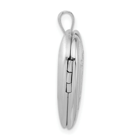 20mm Mi Bautizo Satin and Polished Heart Locket Charm Pendant in Real 925 Sterling Silver