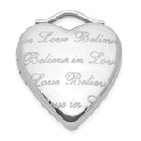 Sterling Silver Heart Locket Pendant, Believe in Love Engraving, Inspirational Keepsake Jewelry
