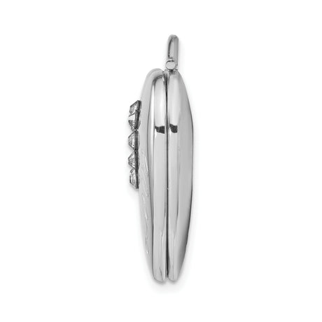 Sterling Silver Heart Locket Pendant with Clear Crystal Accents and Love Inscription for Women