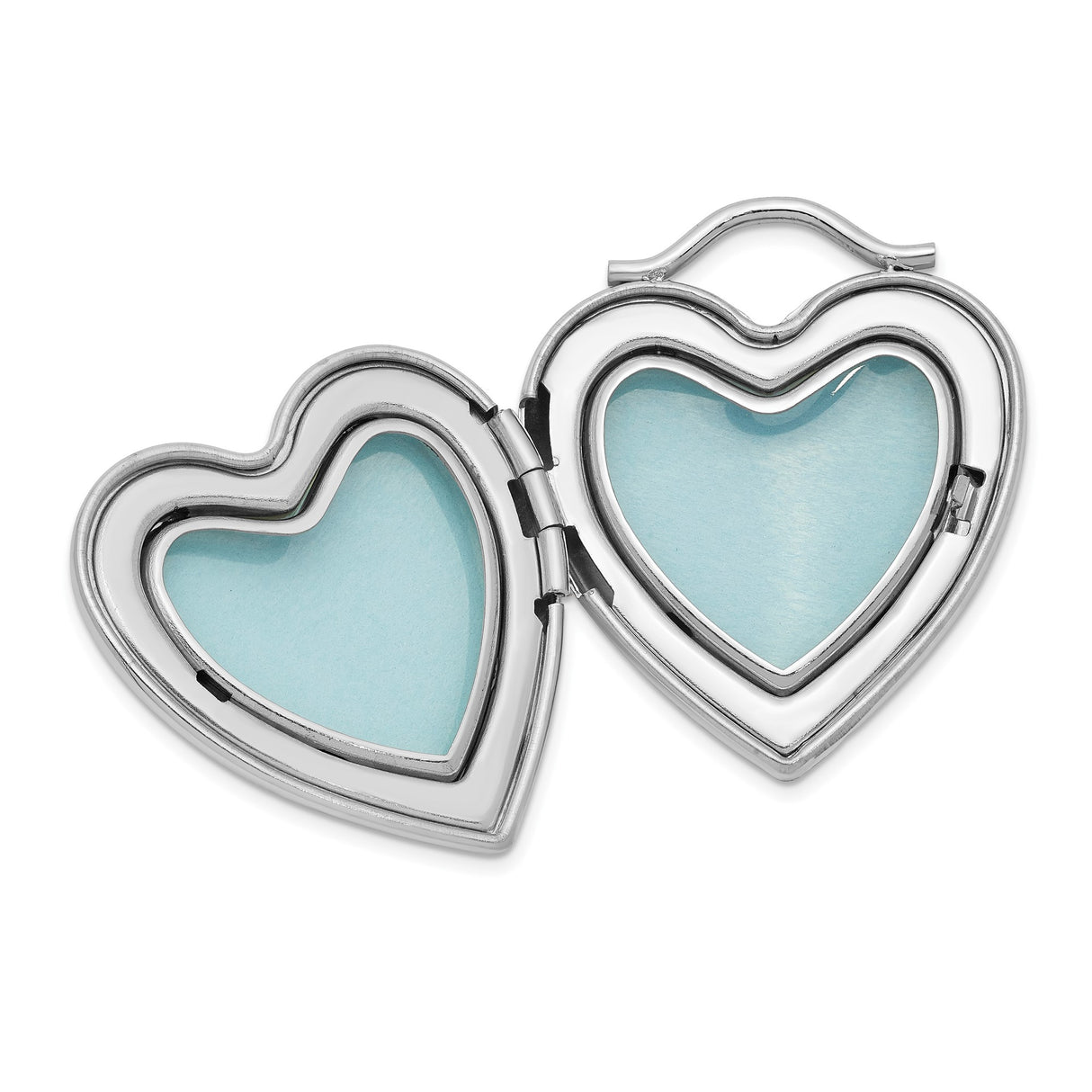 Sterling Silver Heart Locket Pendant with Clear Crystal Accents and Love Inscription for Women
